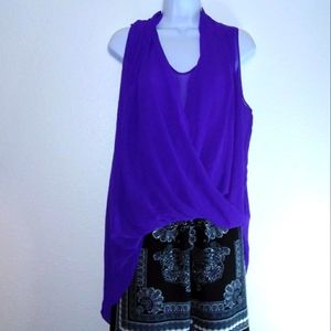 Vince Camuto Sheer Purple Sleeveless Blouse